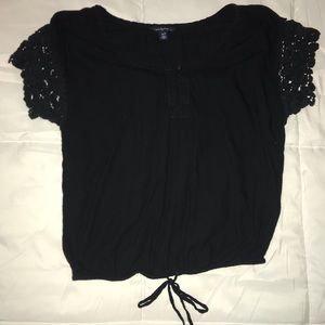 Black lace sleeve blouse